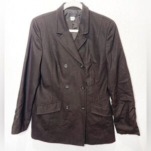 J.Crew Vintage Double Breasted 100% Wool Blazer Chocolate Brown Classic Lined